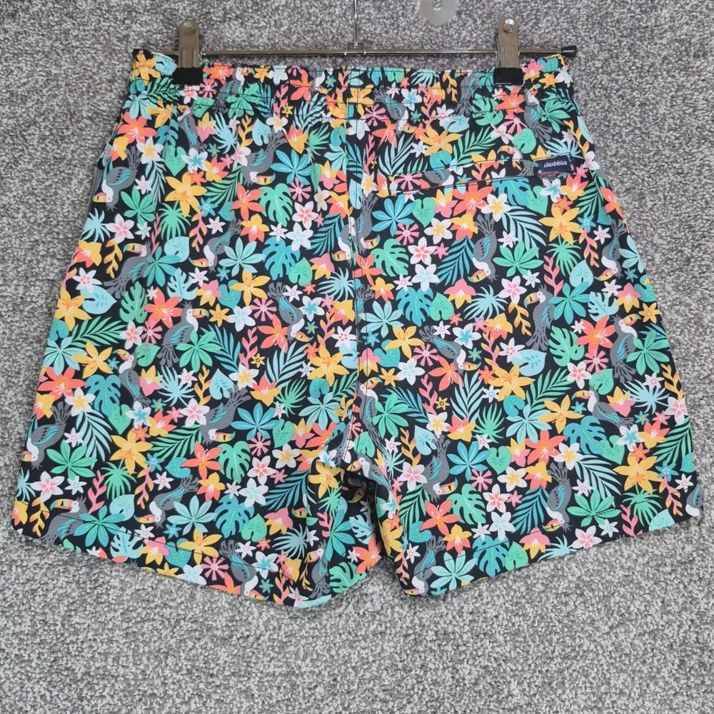 Chubbies Swim Trunks Mens Small Black Floral Tropical The Bloomerangs 5.5 Inseam